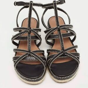 ALAÏA Black Strappy Sandals with Studded Detail
